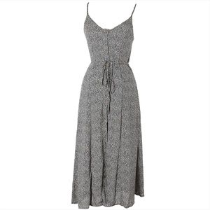 NWOT Sienna Sky Black White Animal Print Button Up Tie Waist Midi Tank Dress